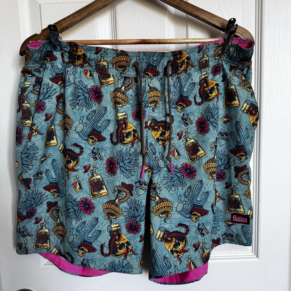 Sullen Board Shorts Mens Large Tequila Skull Pardy Pool Swim Trunks Party